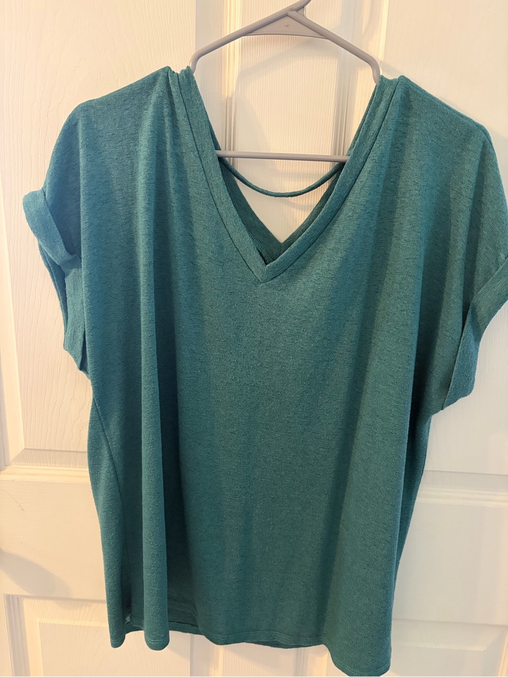 Bobeau XXL Teal V Neck Short Sleeve Relaxed Top